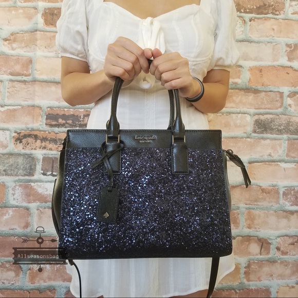 Kate spade Cameron MEDIUM satchel glitter BLUE bag - Picture 7 of 8